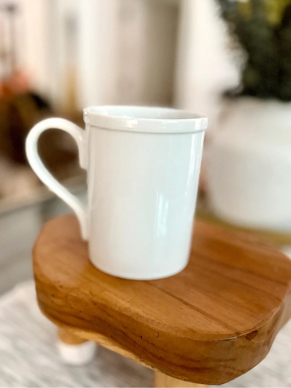 Pottery Barn “Dancer” reindeer mug, White porcelain.